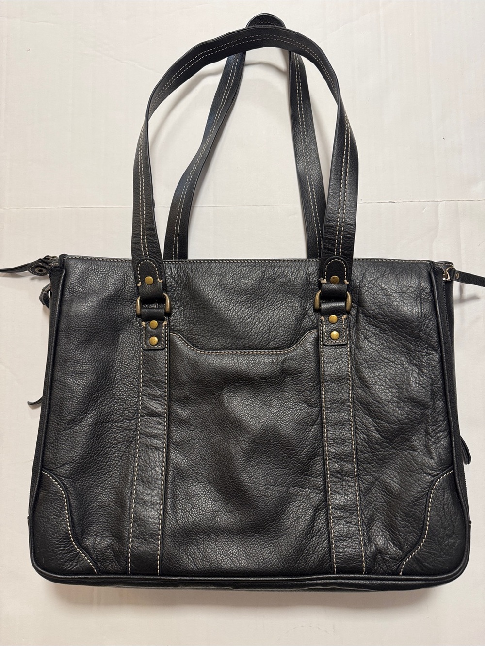 Franklin Covey Classic Black Leather Tote Bag - Everyday Women's Handbag
